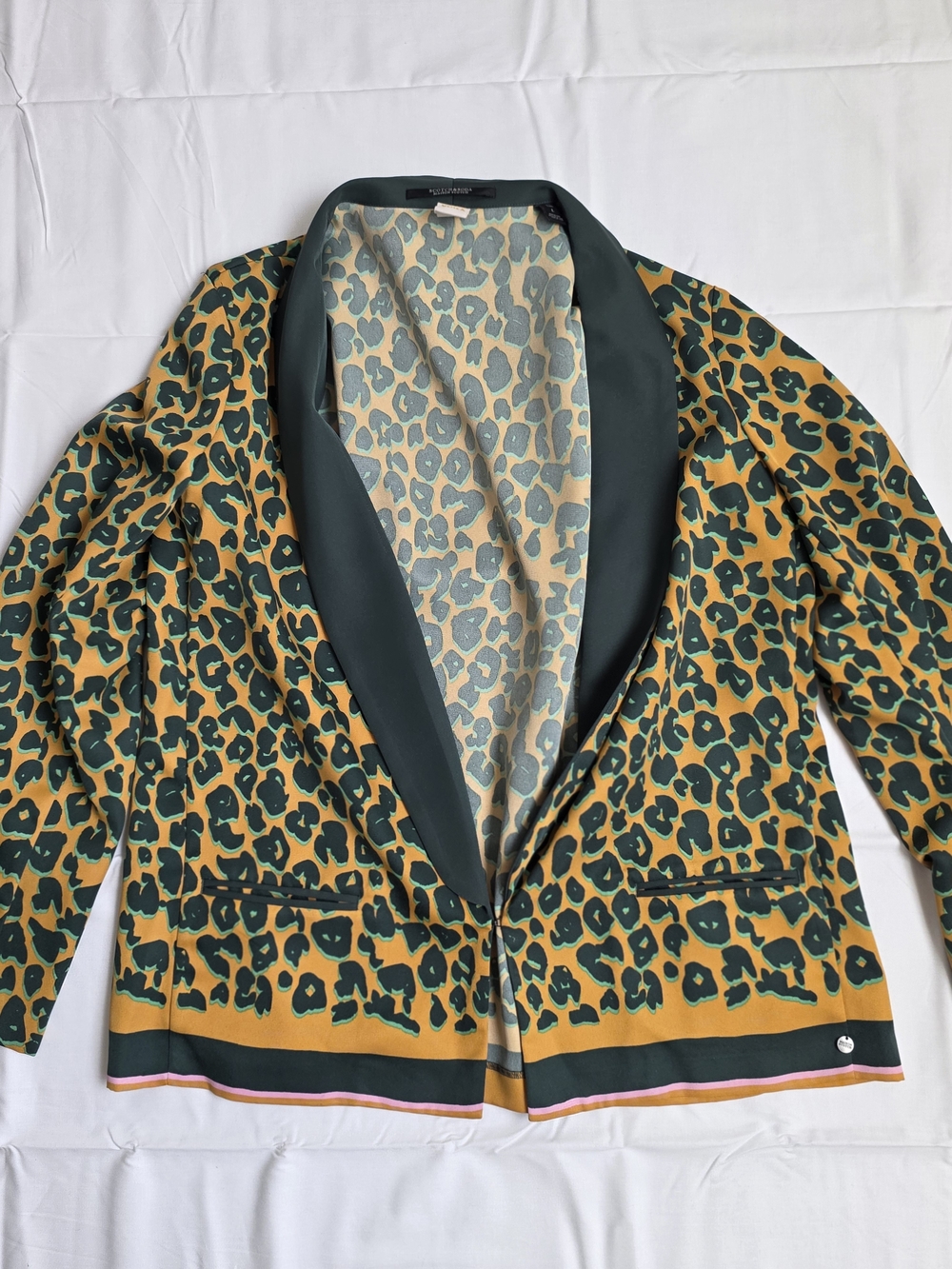 Scotch&Soda Green and Mustard Leopard Print Women's Blazer Jacket